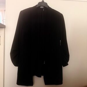 DKNY Black Open-Front Collarless Blazer Jacket